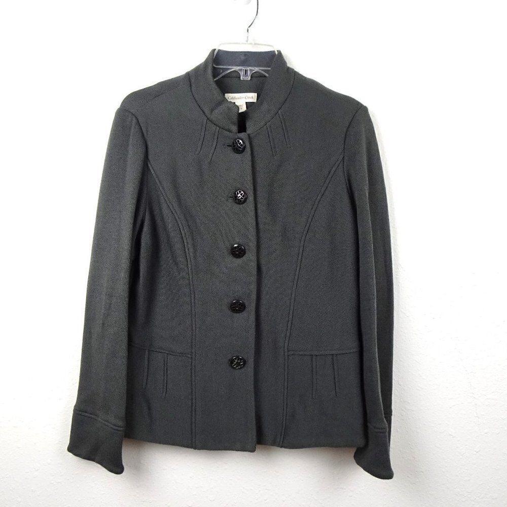 Coldwater Creek Jacket Women's Size 10 Gray Double Knit Button Front